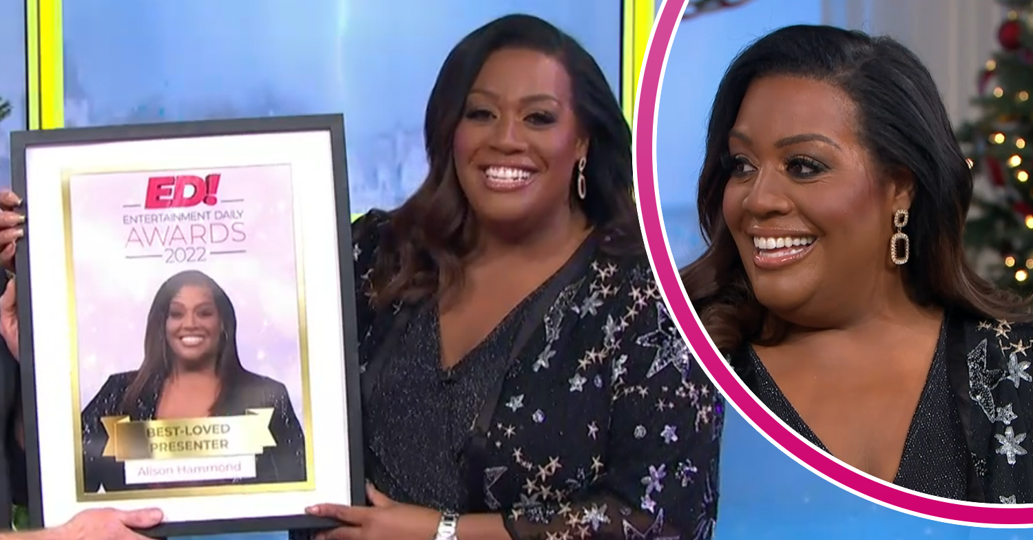 Alison Hammond being given her Entertainment Daily Award on This Morning