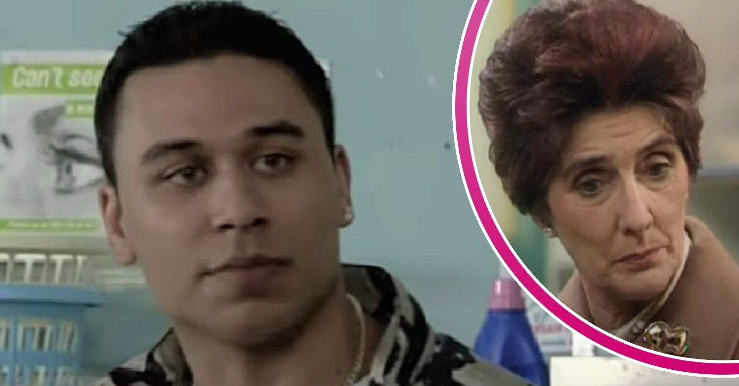 Fatboy looking calm and Dot looking worried in EastEnders