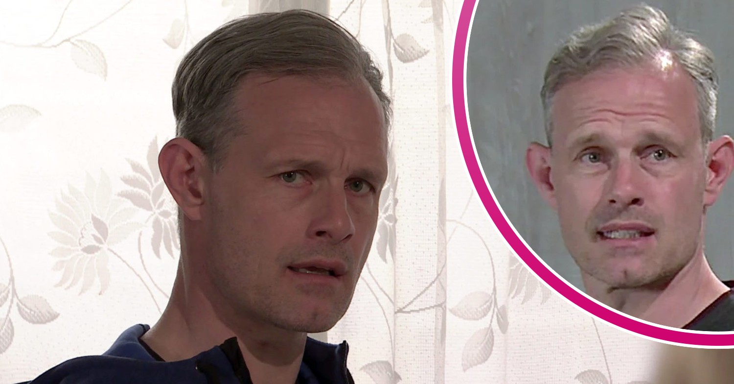 Nick looking serious on Coronation Street; inset, he looks taken aback (Credit: ITV/Composite: Entertainment Daily)
