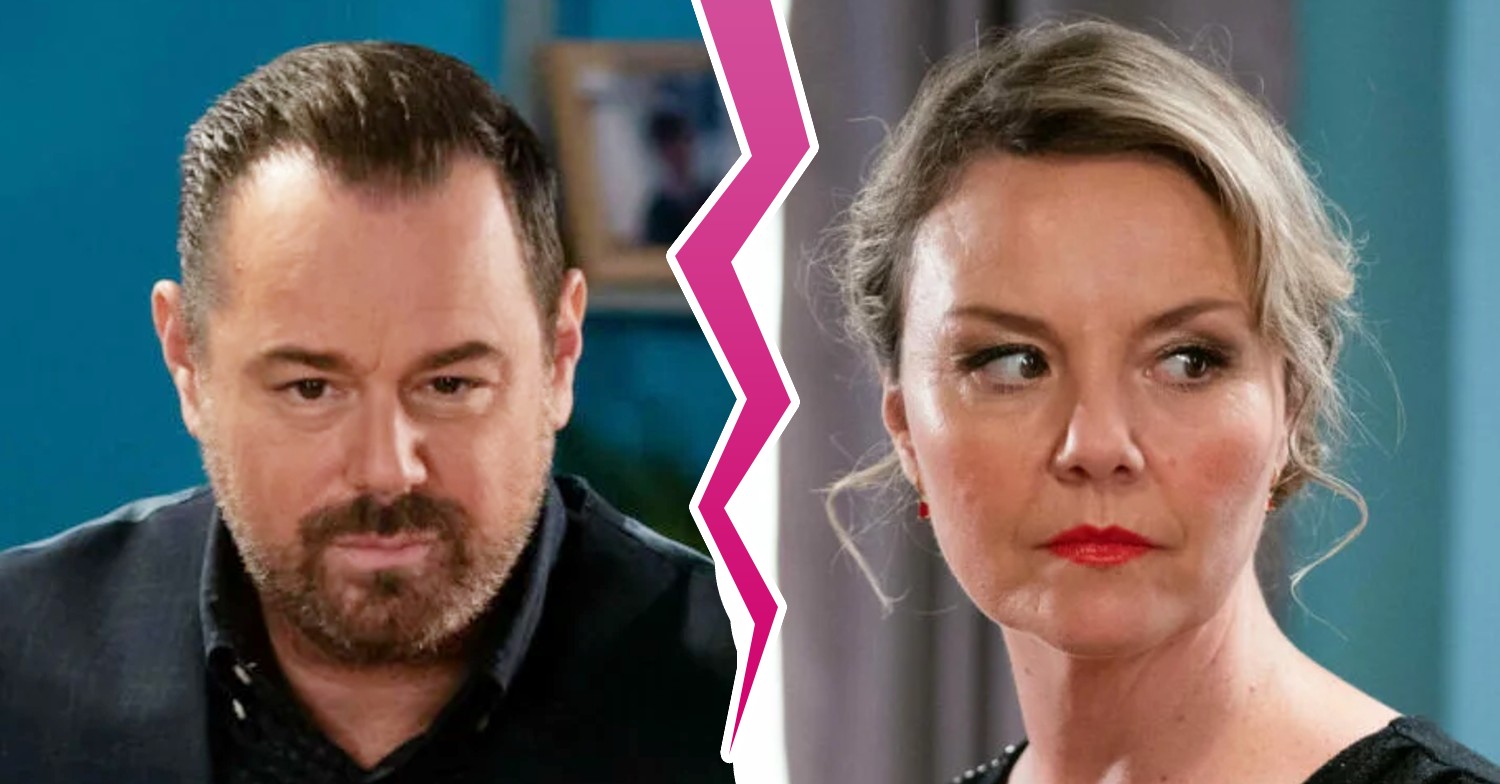 EastEnders' Mick and Janine comp image with a crack down the middle
