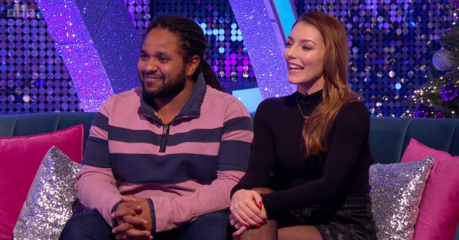 Hamza Yassin and Jowita smiling on Strictly It Takes Two