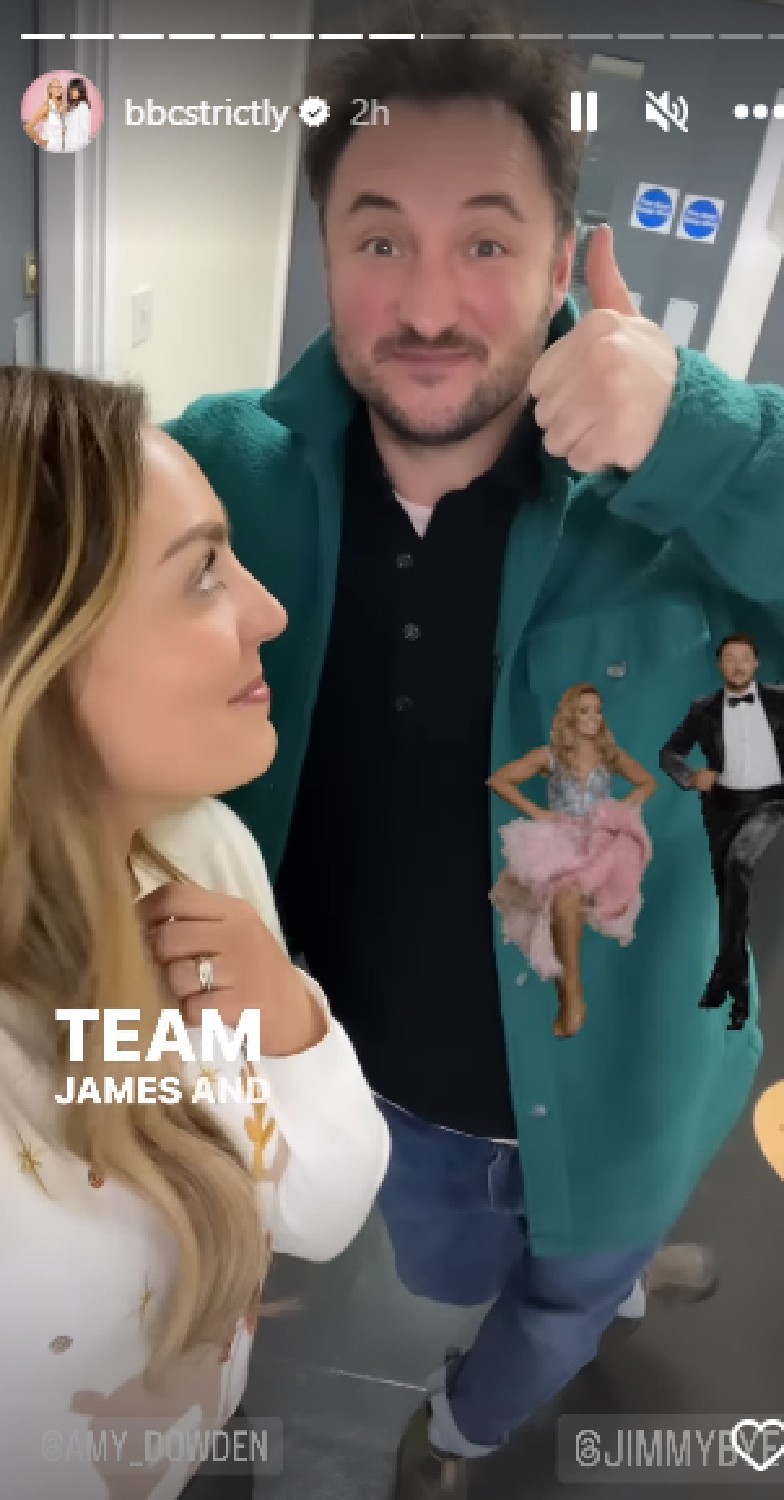 James Bye puts thumb up as Amy Dowden smiles at Strictly 2022