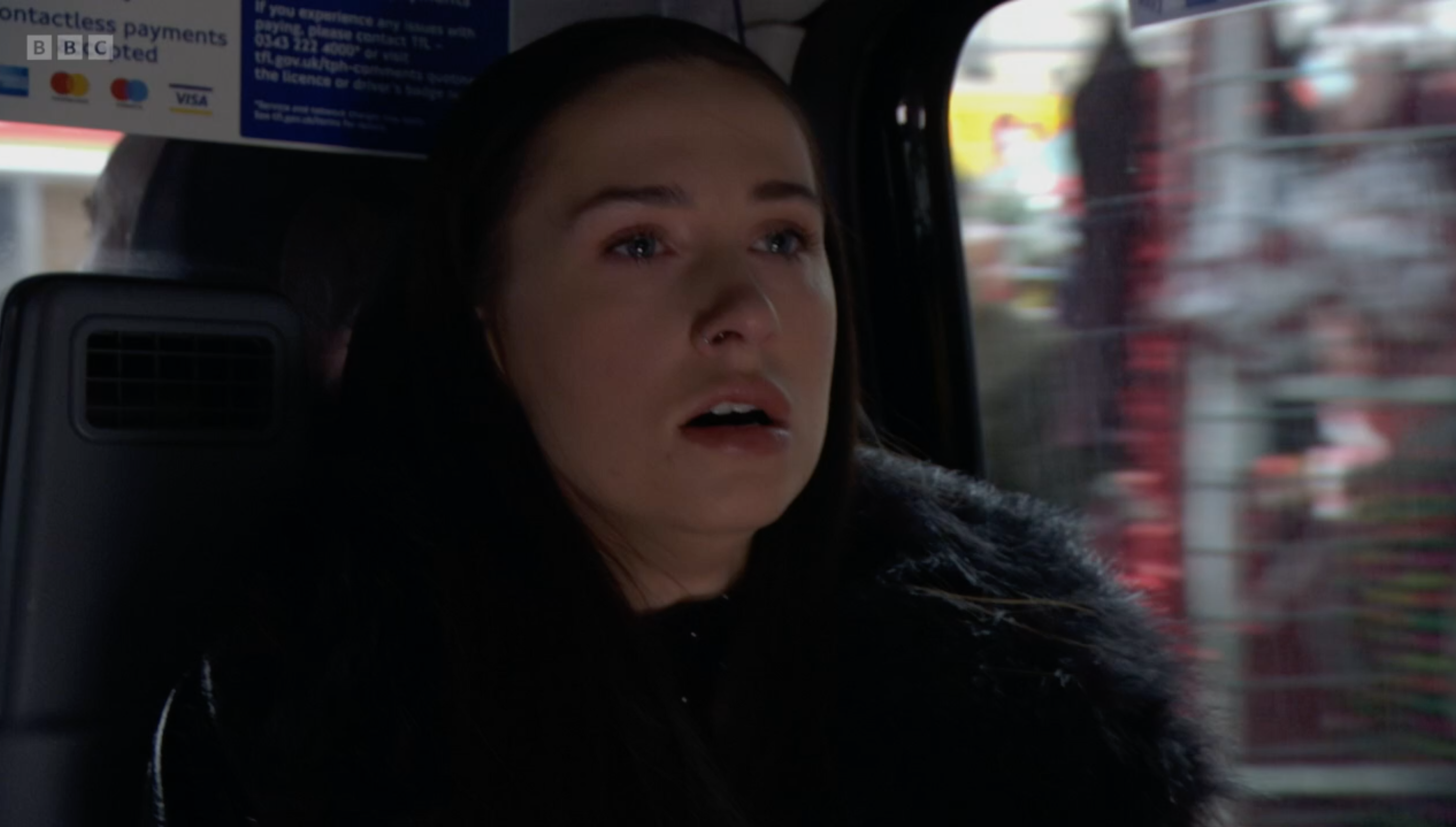 Dotty Cotton in taxi on EastEnders