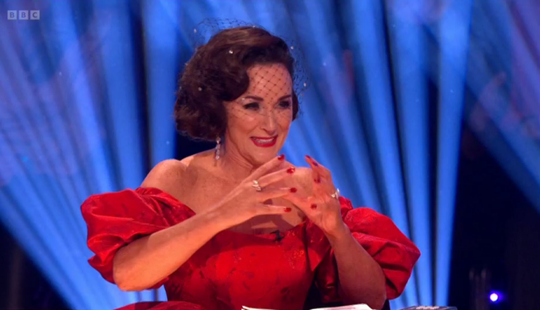 Shirley Ballas taslks animatedly during the Strictly final