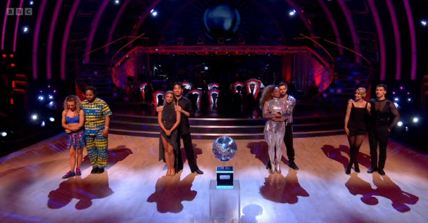 The Strictly finalists, including Gorka Marquez, standing in front of Glitterball