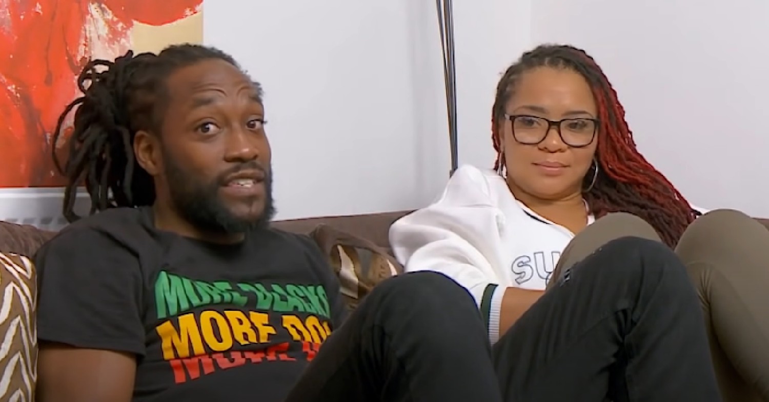 Marcus and Mica sat on the sofa on Gogglebox