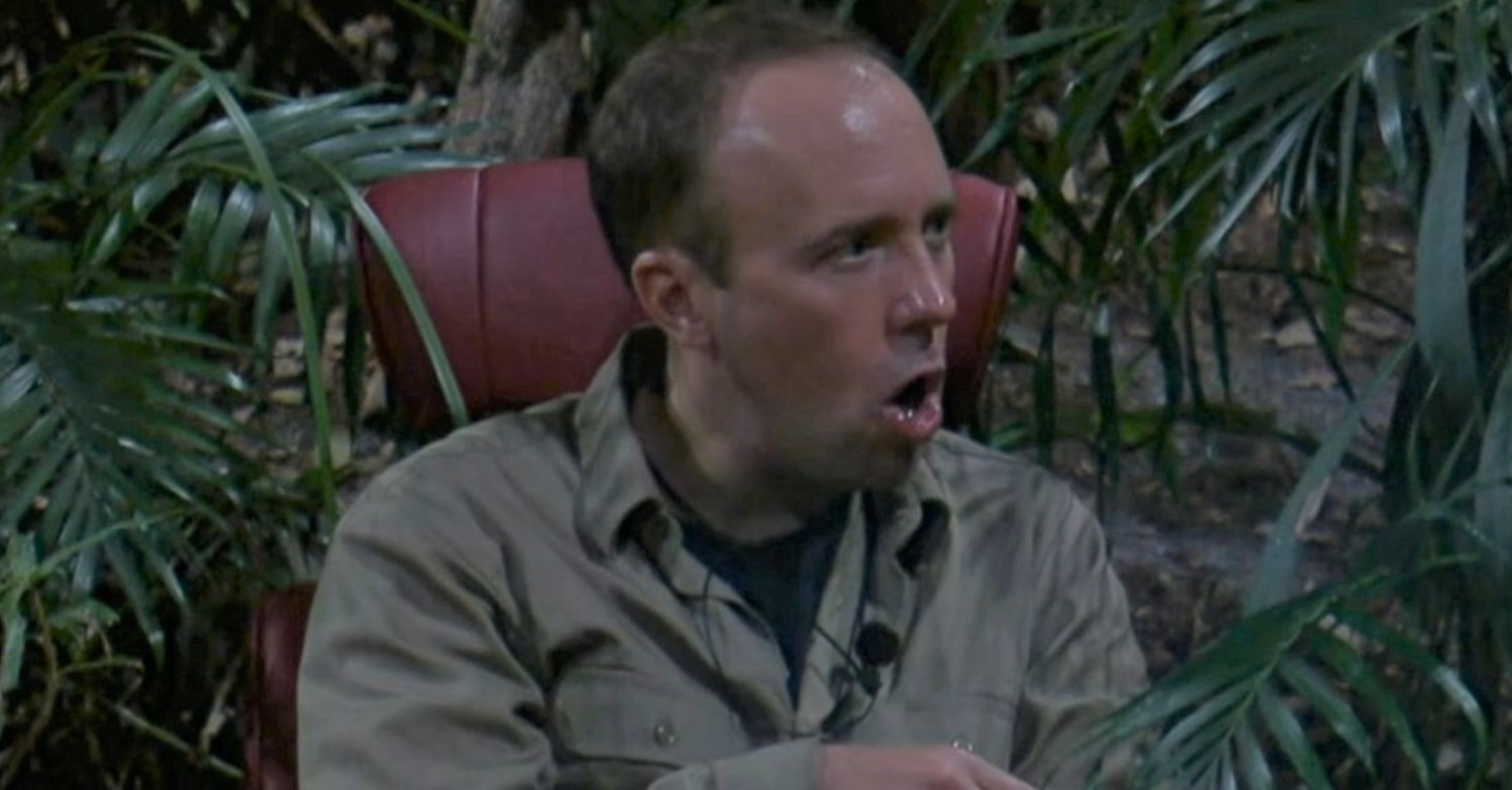 Matt Hancock looking shocked on I'm A Celebrity