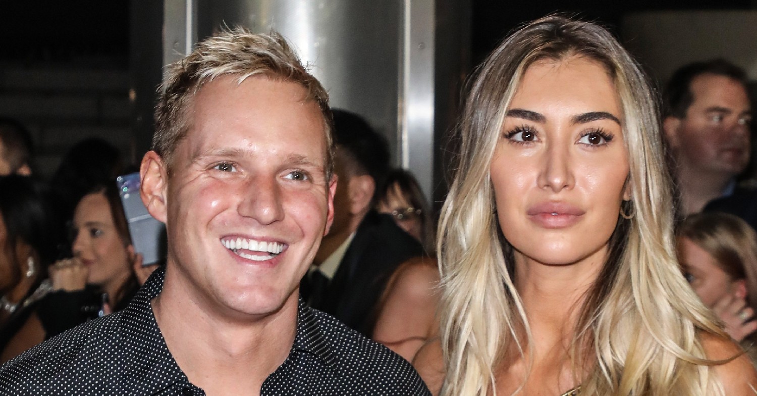 Jamie Laing smiling alongside Sophie at NTAs