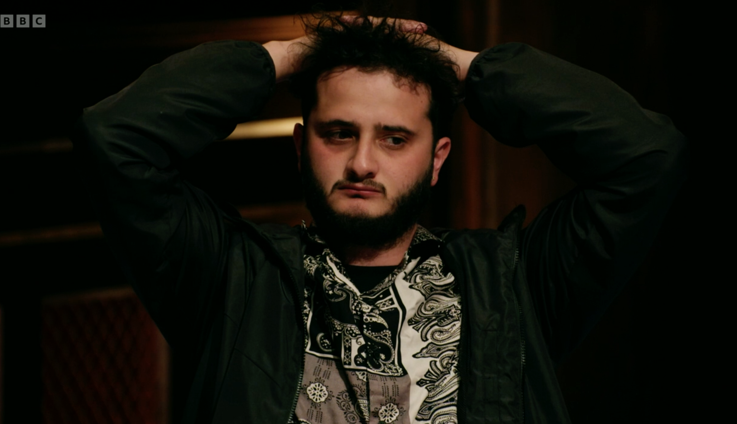 Wilf on The Traitors looking worried