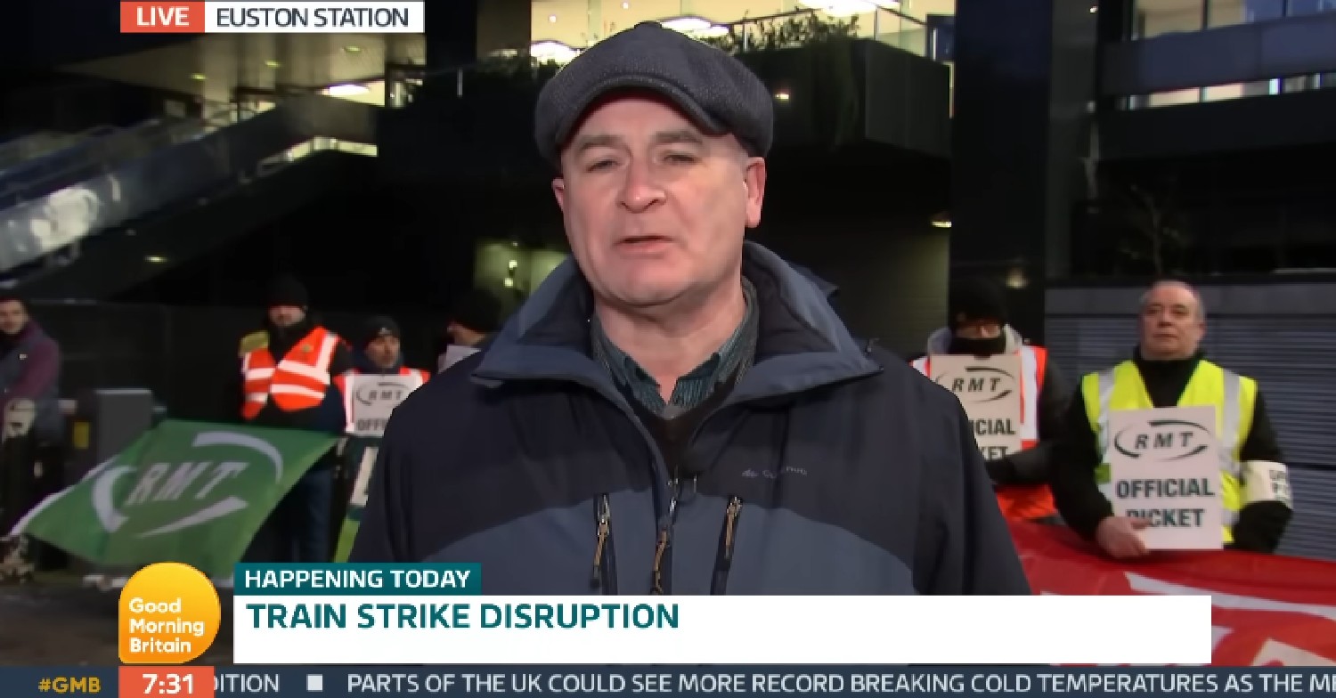 Mick Lynch speaking on ITV GMB