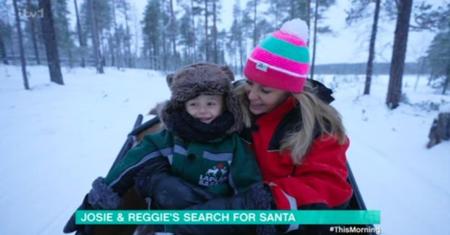 Josie Gibson and son Reggie on a sleigh on This Morning