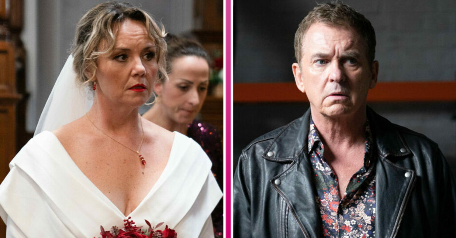 EastEnders' Janine is in a wedding dress and Alfie is looking concerned