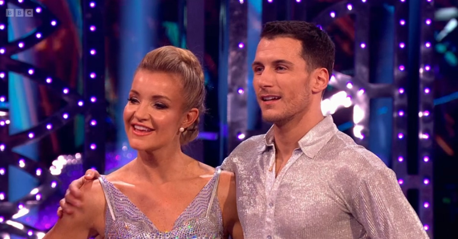 Helen Skelton and Gorka Marquez smiling during Strictly final