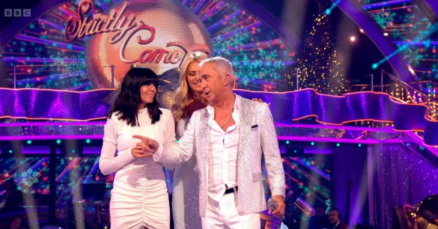 Bruno Tonioli speaking with Claudia and Tess during Strictly Christmas special