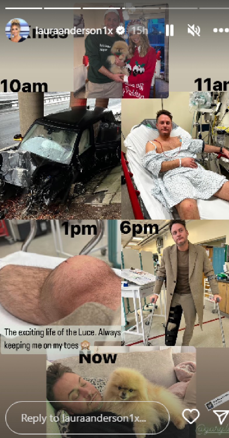 Laura Anderson shares photos from Gary Lucy car accident on Instagram