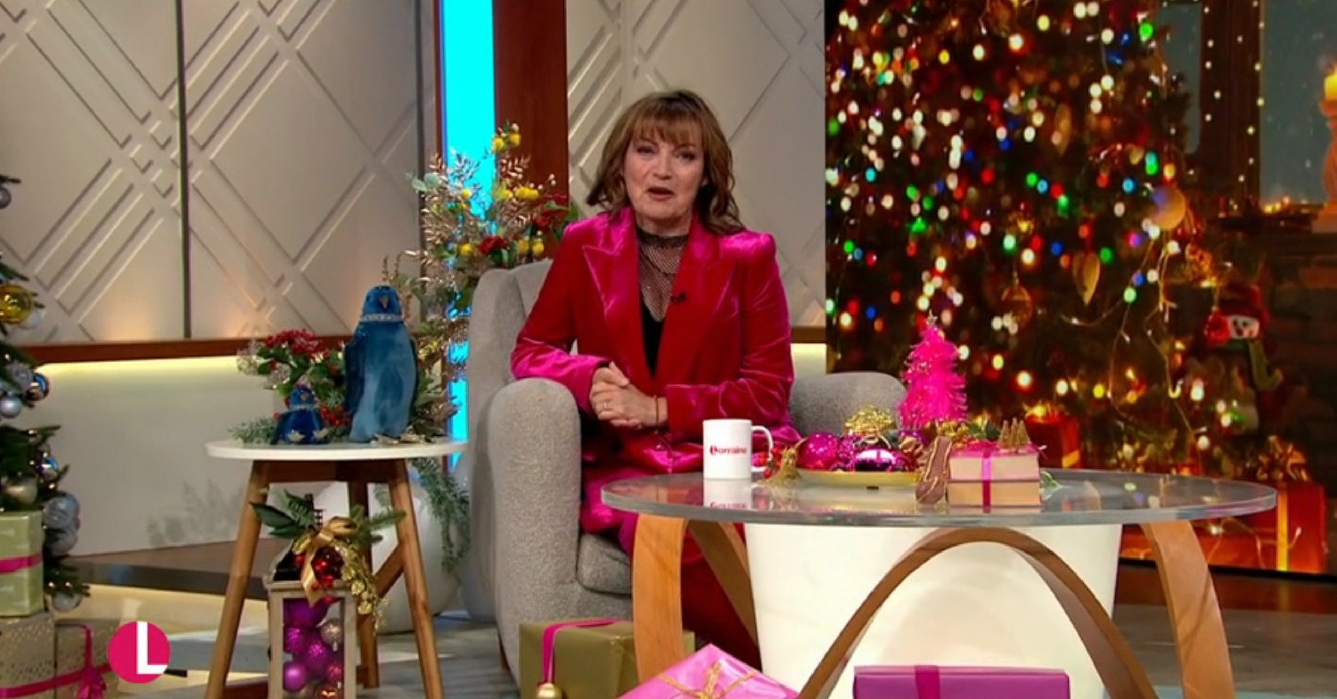Lorraine Kelly speaking to camera on Lorraine today