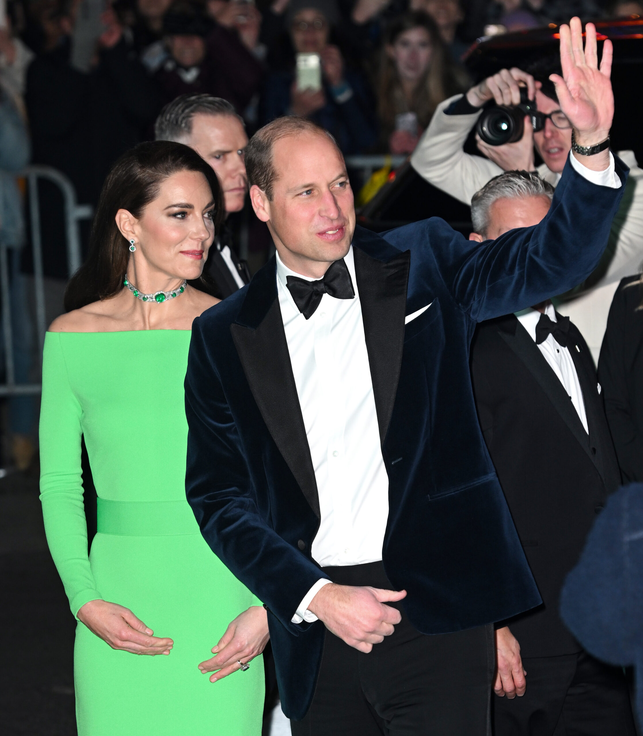 Princess Kate Middleton and Prince William waving
