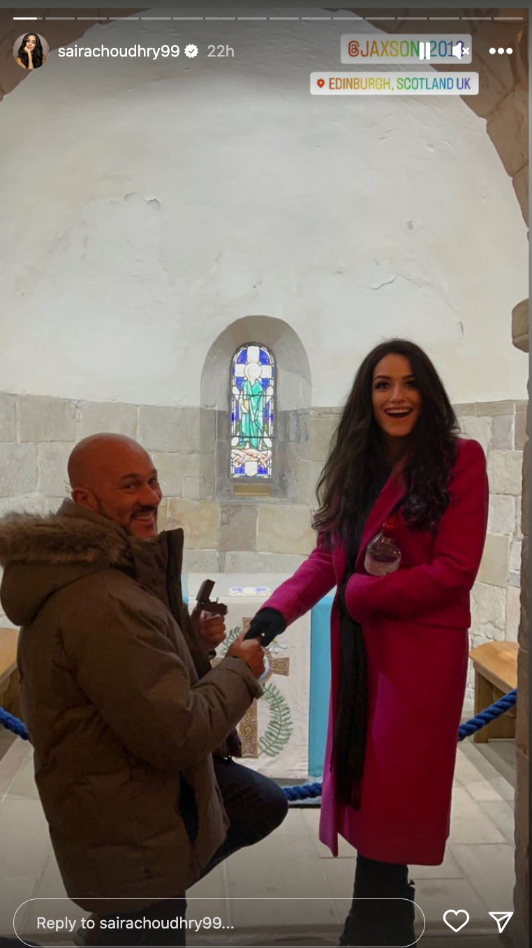 Coronation Street star Saira posted the moment she was proposed to on her Instagram story (Credit: Instagram)