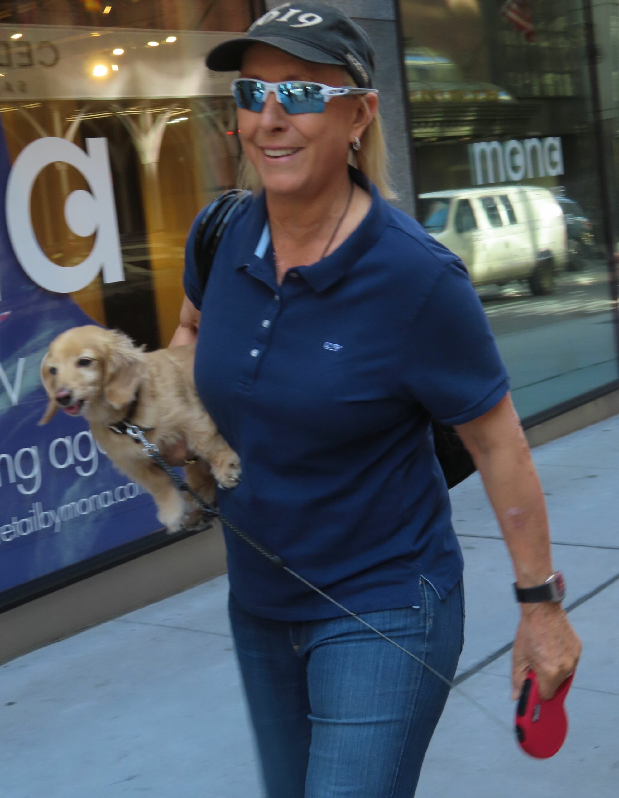 Martina Navratilova Walks Her Dog In NYC