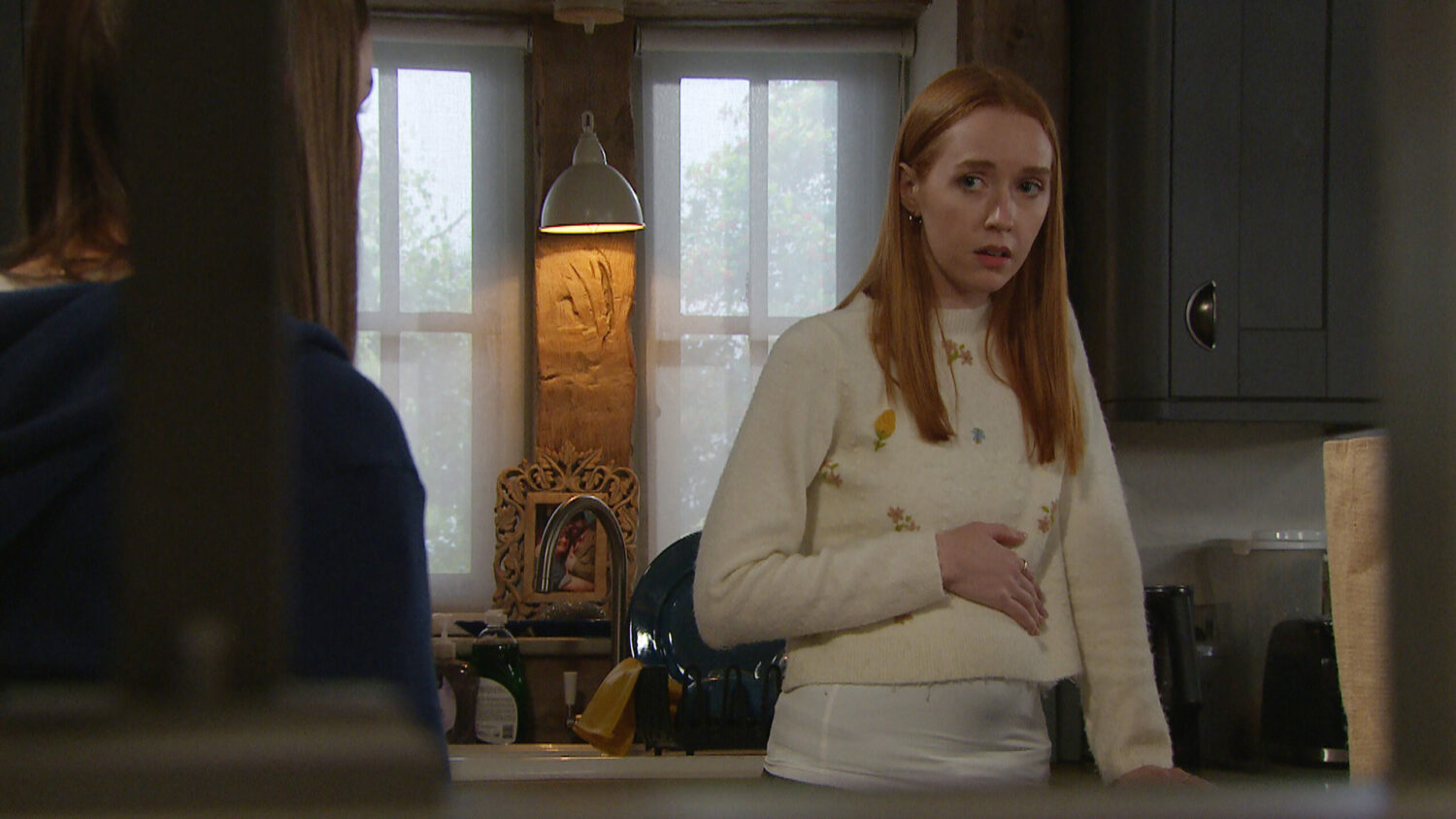 Emmerdale's Chloe looks worried