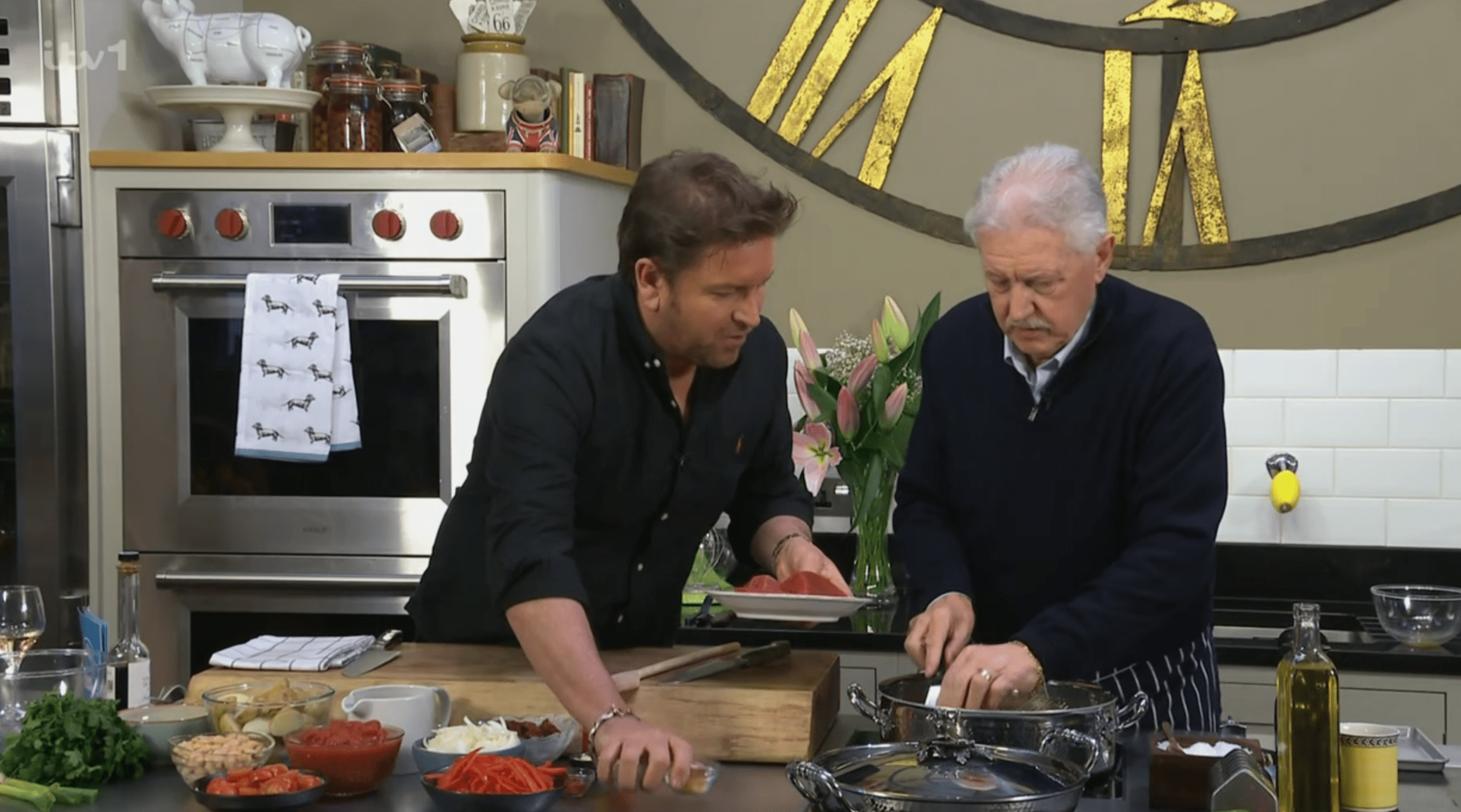 James Martin and Brian Turner cooking
