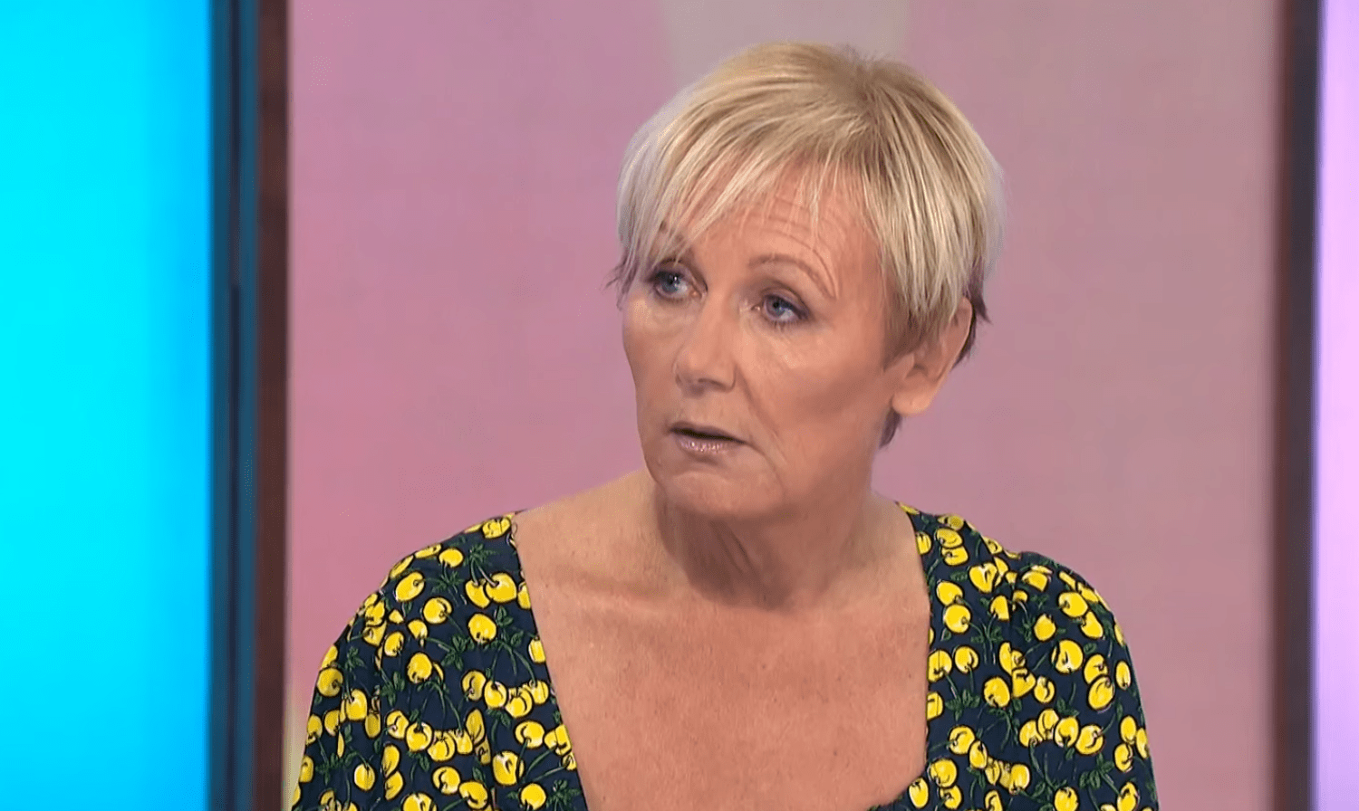 Sue Cleaver looks annoyed and fed up on Loose Women