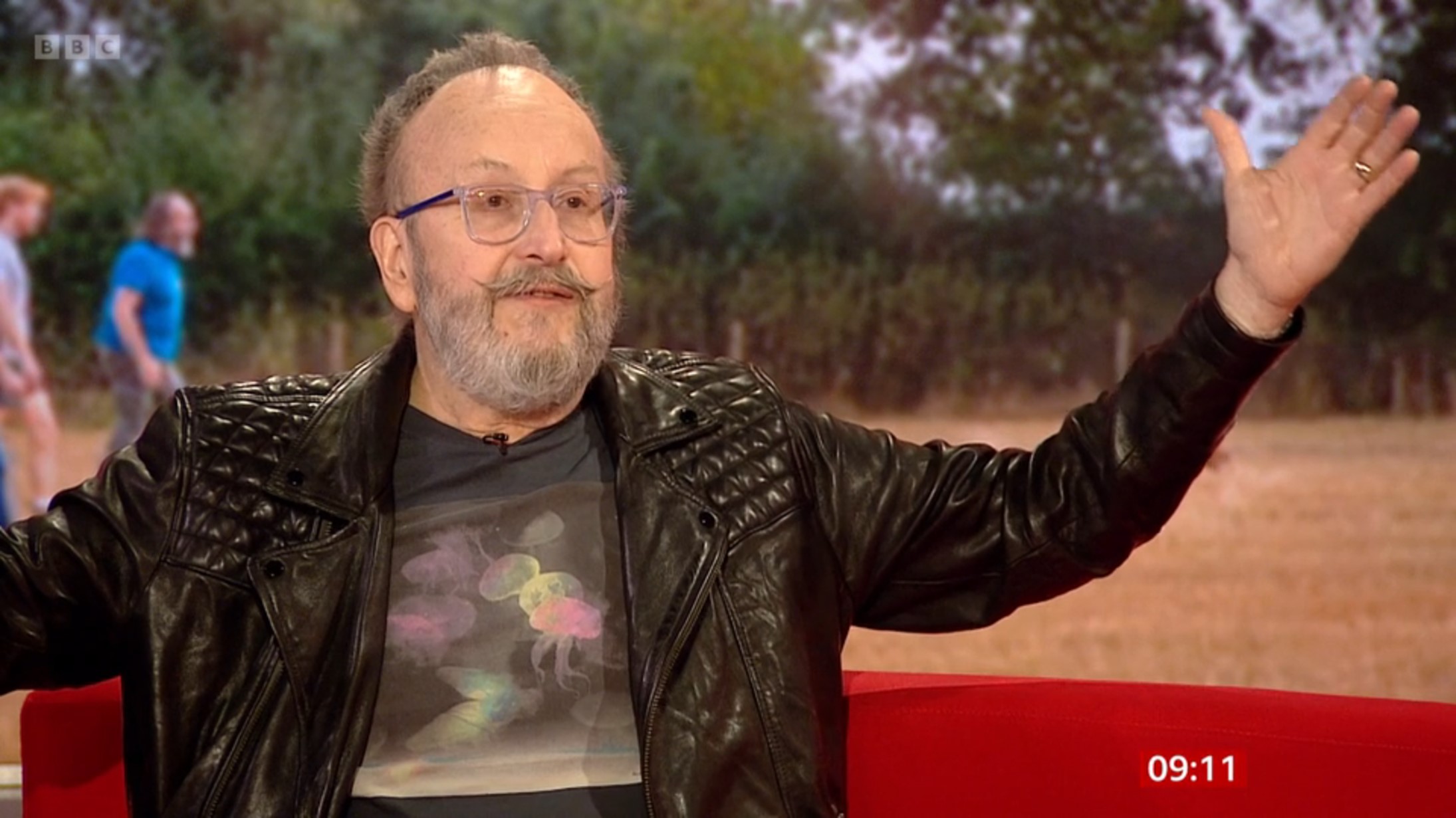 Hairy Bikers star Dave Myers puts his arms in the air on BBC Breakfast