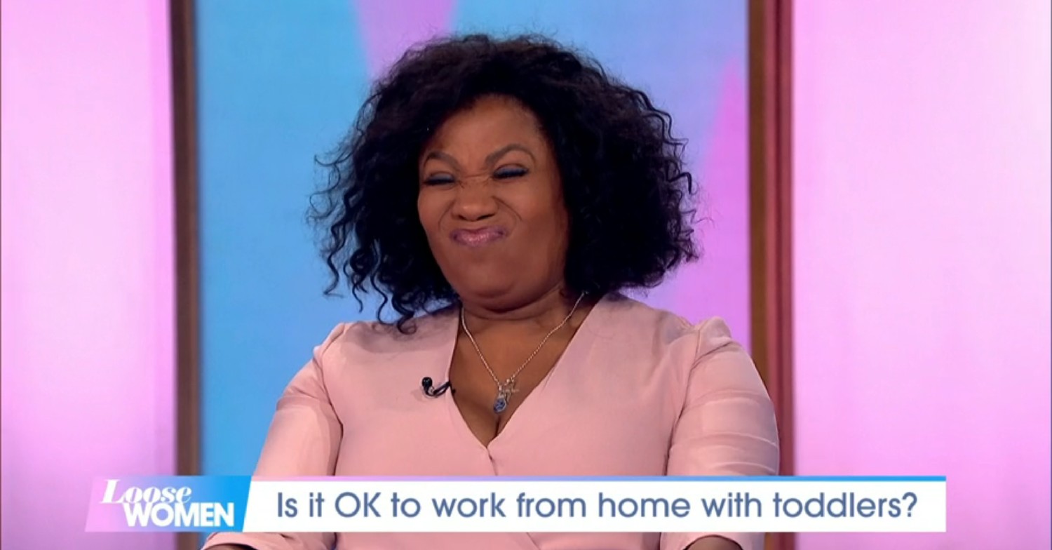 Brenda Edwards scrunching her face up on Loose Women today 