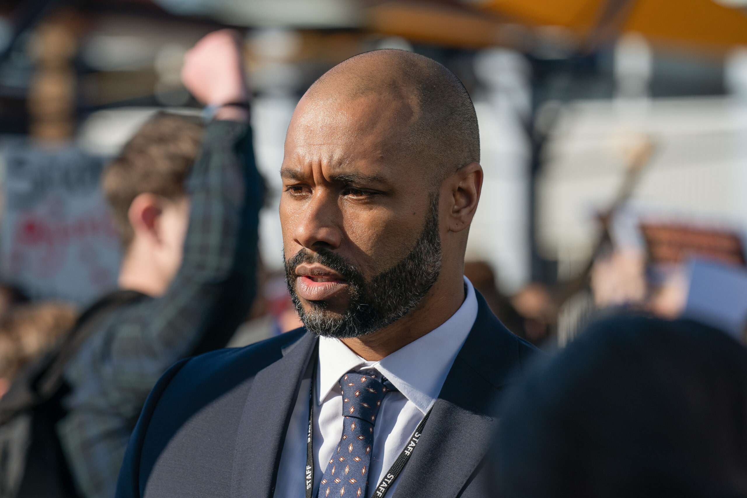 Lindon King stands outside the school in Waterloo Road