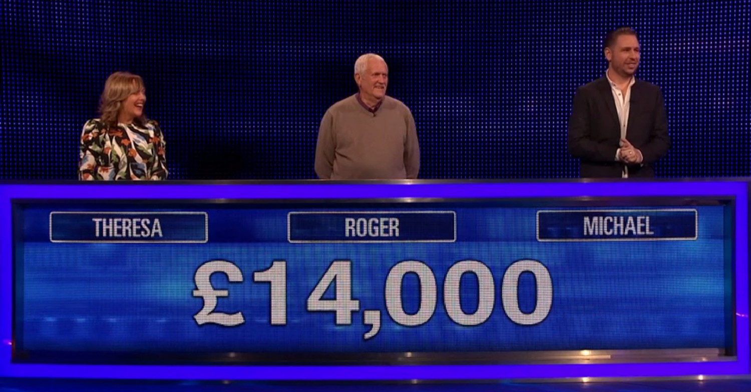 Theresa, Roger, Michael on The Chase on ITV