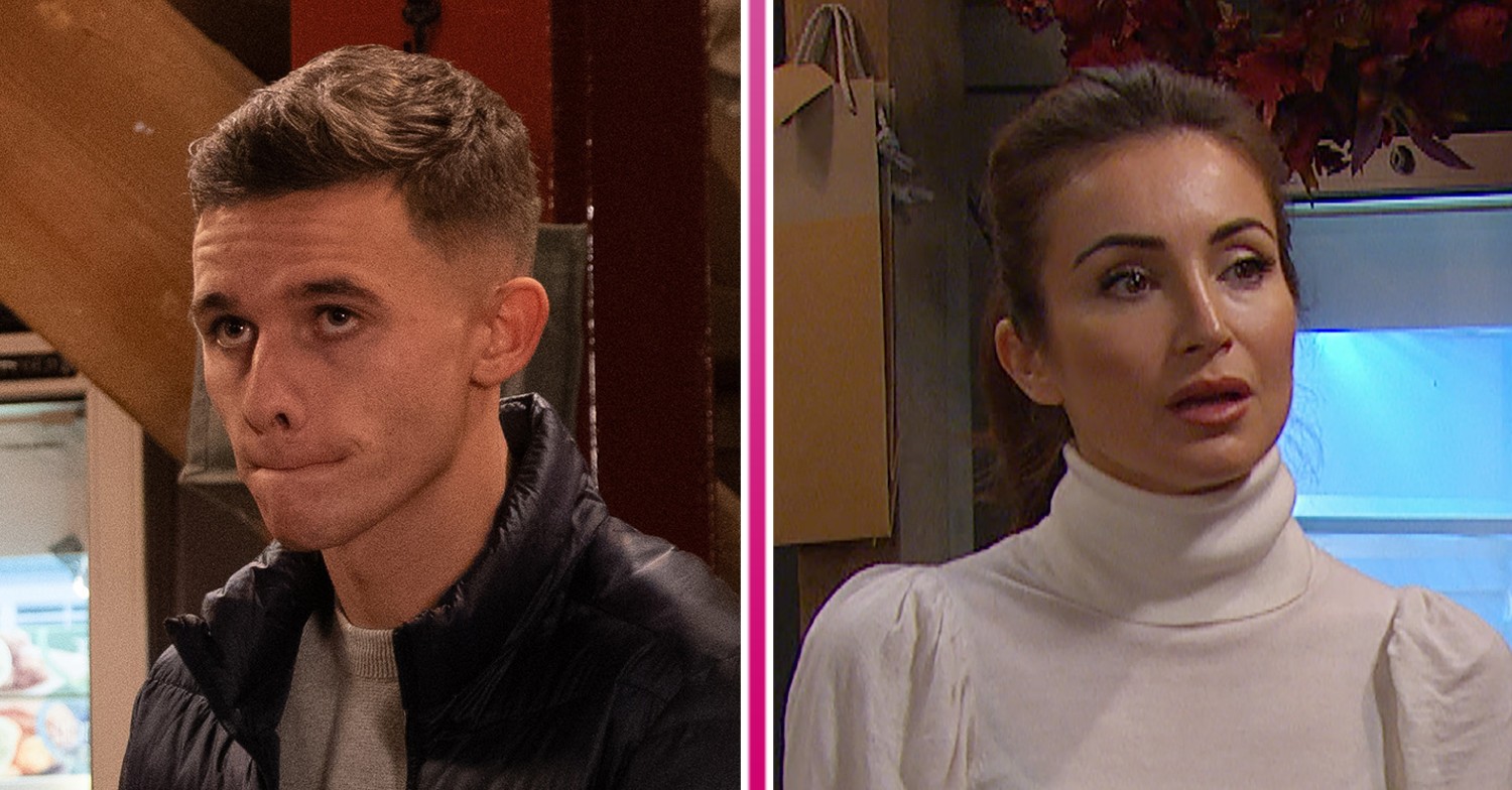 Jacob and Leyla looking tense in Emmerdale