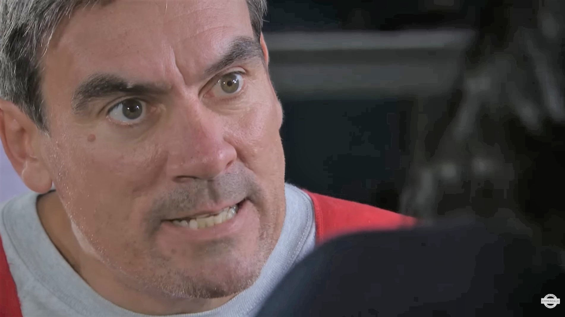 Cain in Emmerdale is furious as he talks to Moira