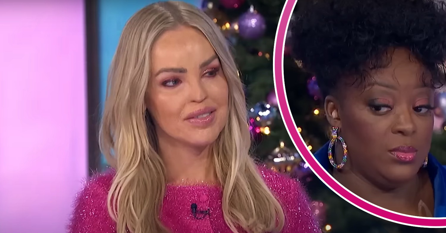 Katie Piper talking on Loose Women while Judi Love gives side eye