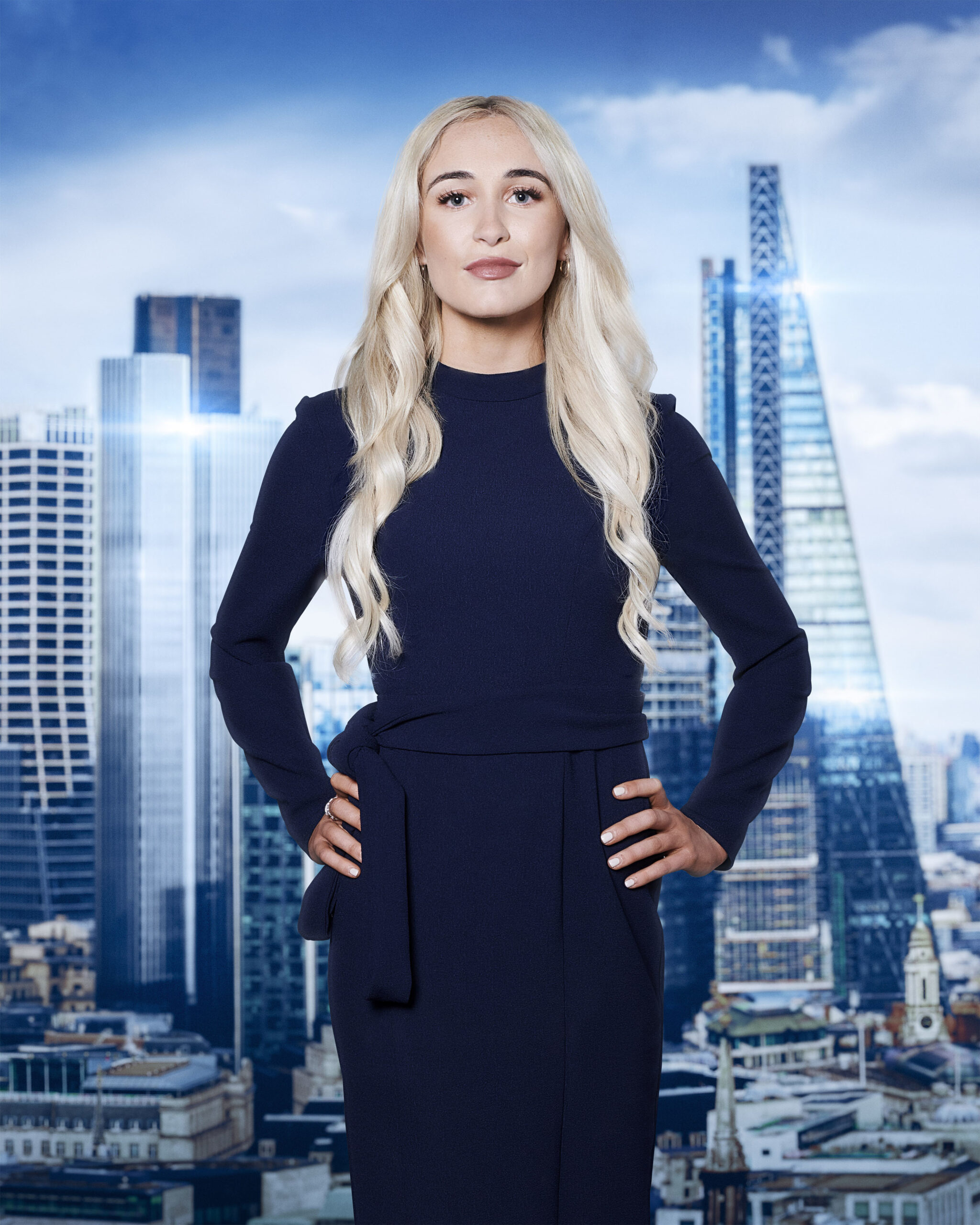 Emma Browne poses with her hands on her hips on The Apprentice
