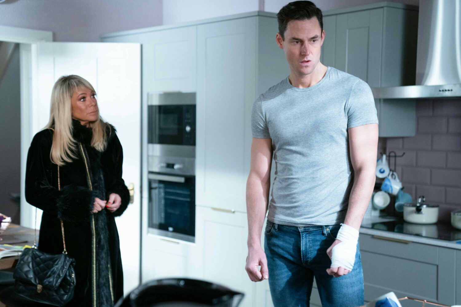 Sharon talking to Zack on EastEnders 