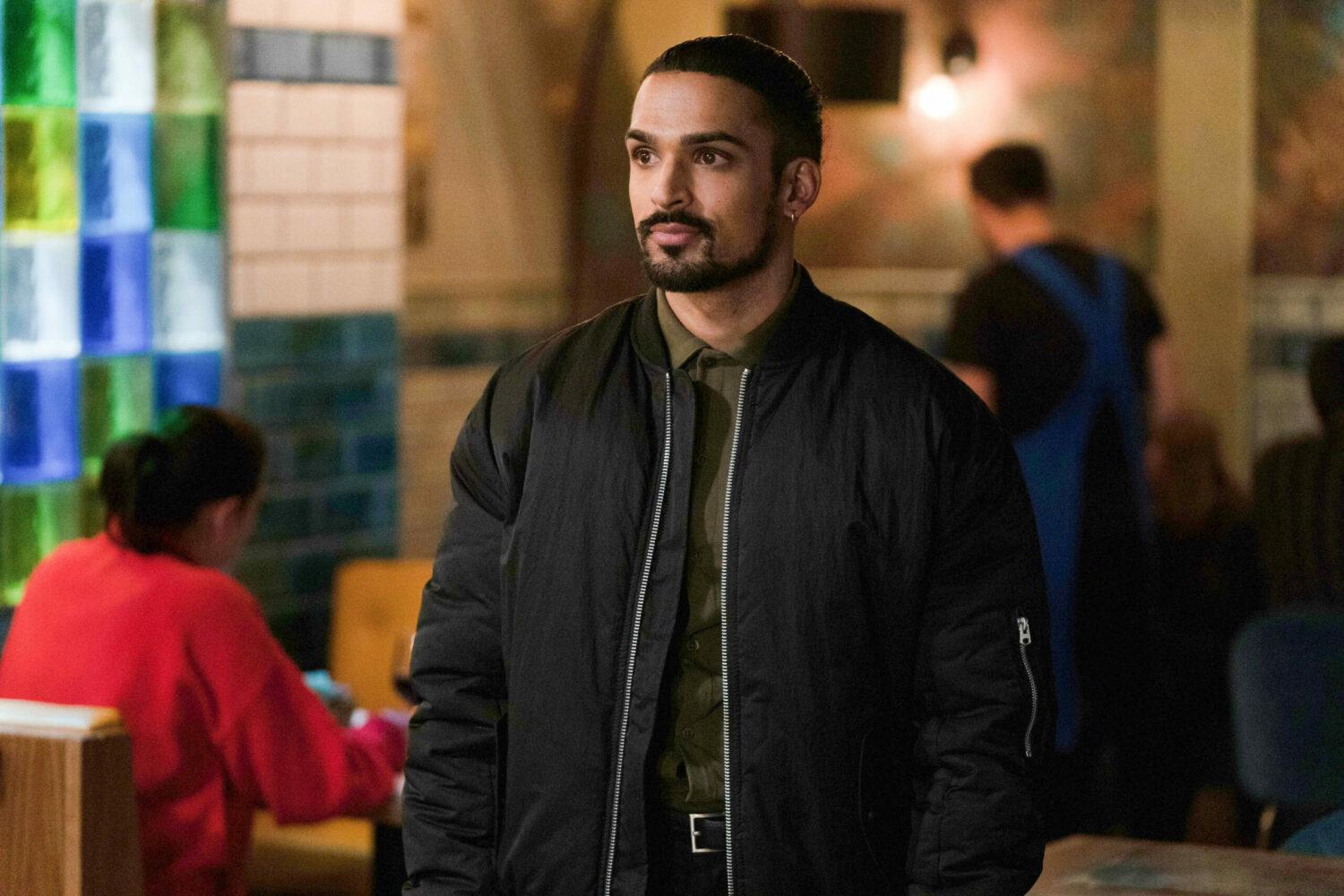 Ravi in EastEnders is disbelieving as he talks to Denise