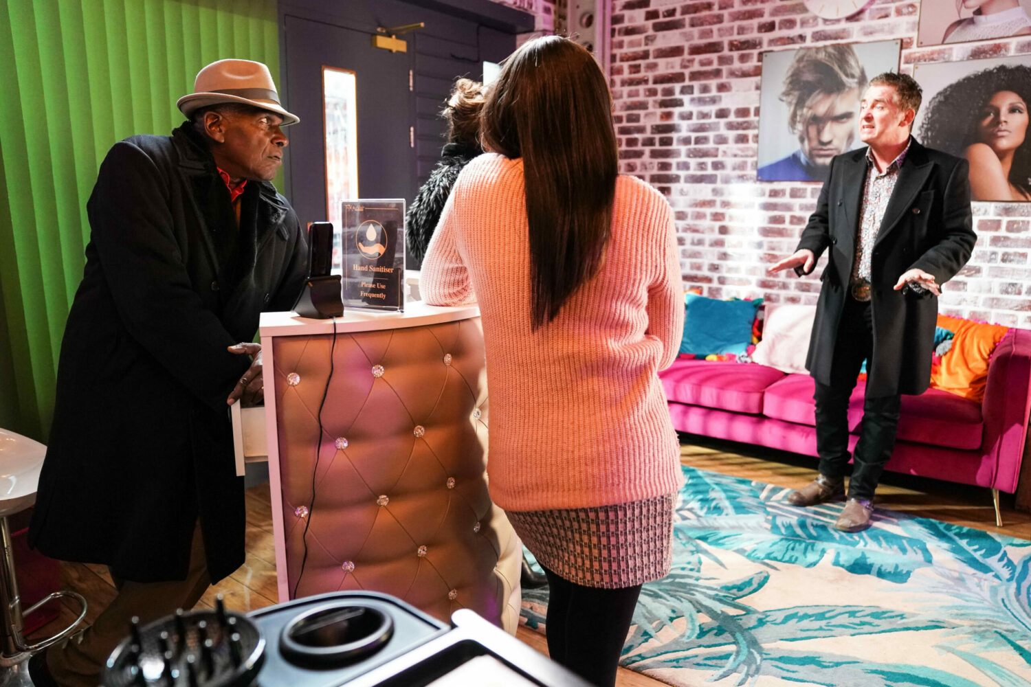 Alfie Moon tries to sweet talk Patrick in the salon in EastEnders