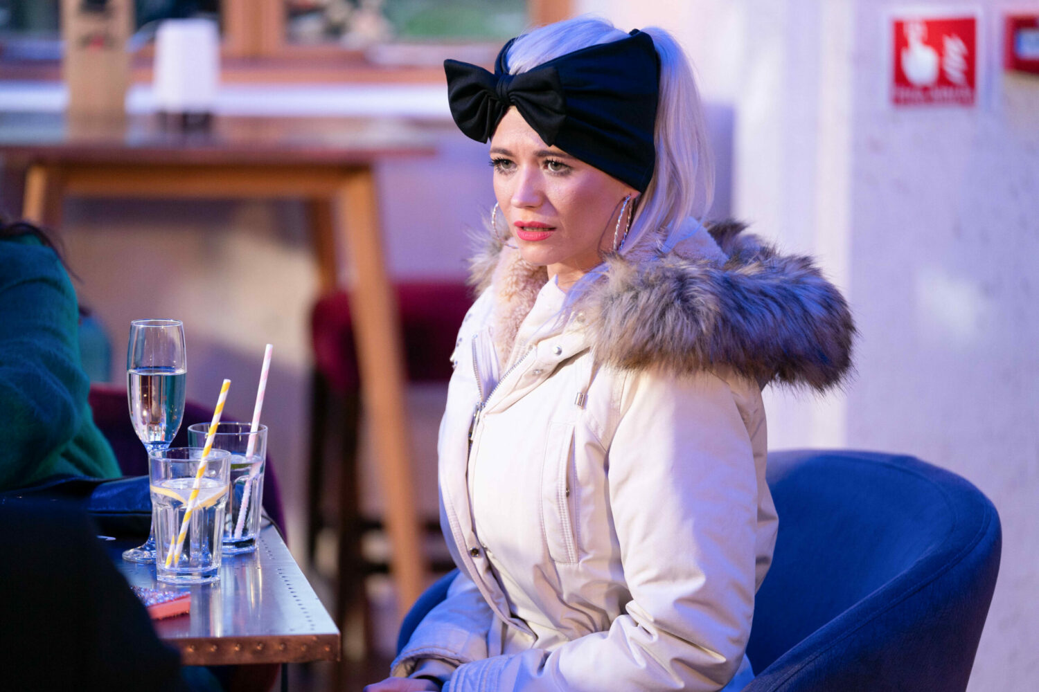 Lola Pearce looks thrown by the question about her mum