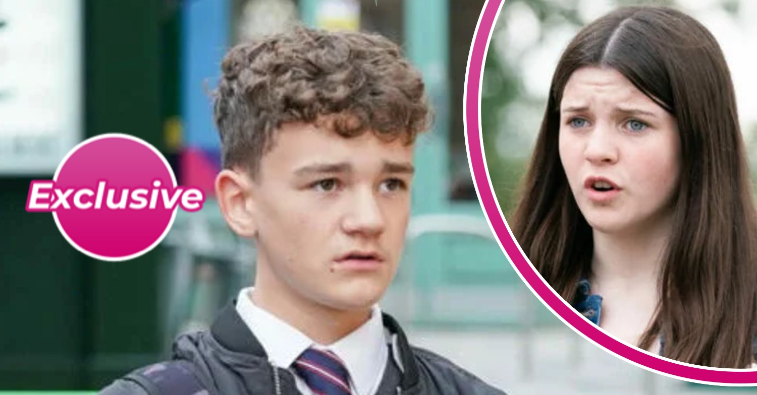 EastEnders: Ricky and Lily in a bubble with an exclusive logo