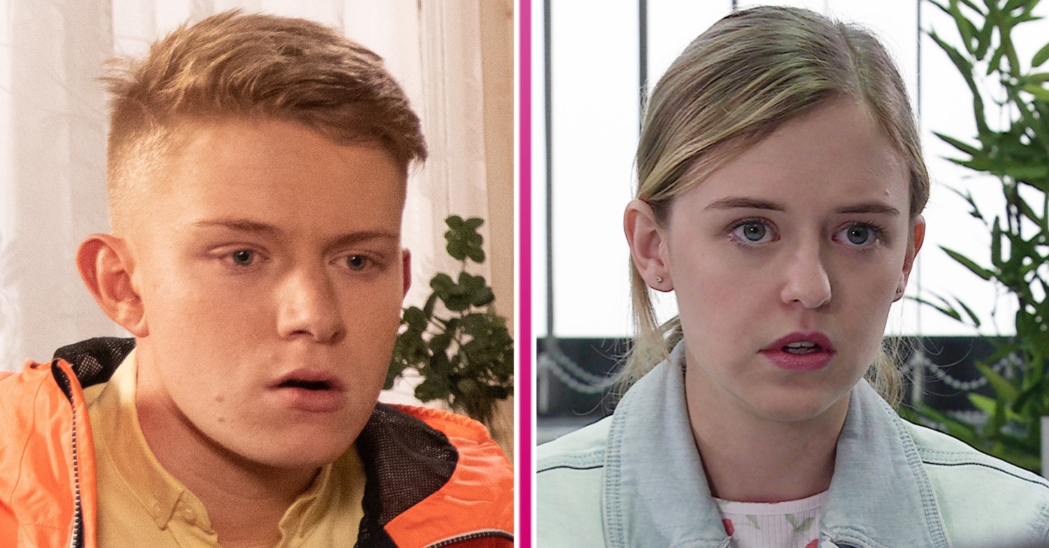 Max looking worried and Summer looking shocked in Coronation Street