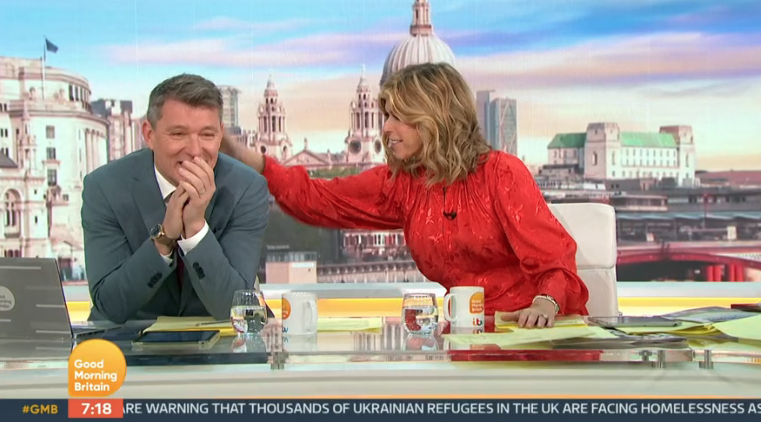 GMB presenter Kate Garraway whacks Ben Shephard on the back