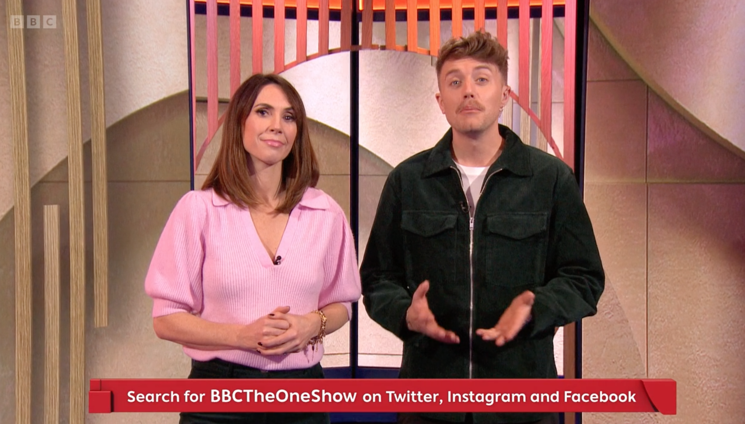 Alex Jones and Roman Kemp hosting The One Show