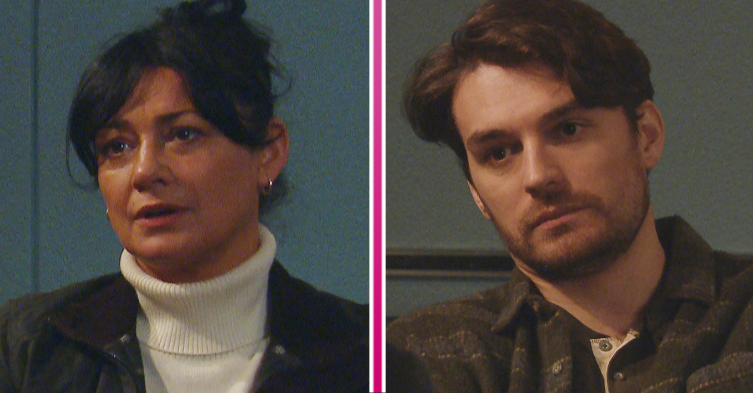 Emmerdale's Moira and Mack are looking serious as they're questioned by the police