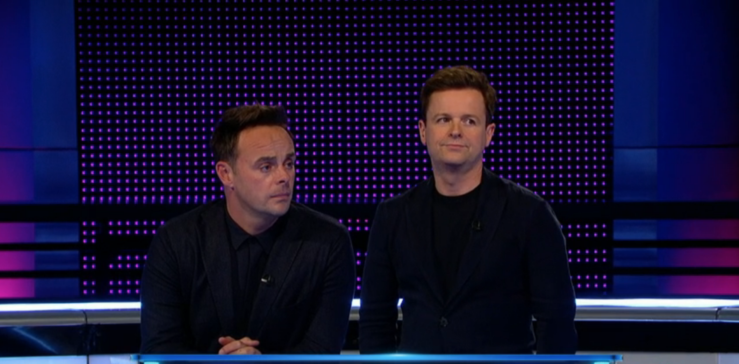 Ant and Dec looking concerned on Limitless Win