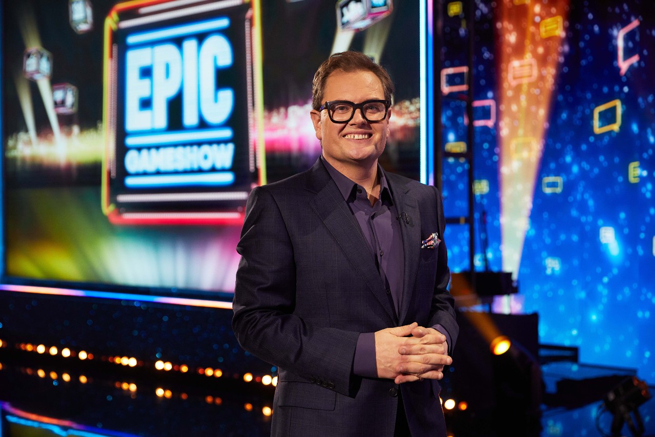Alan Carr smiles on ITV show Epic Gameshow