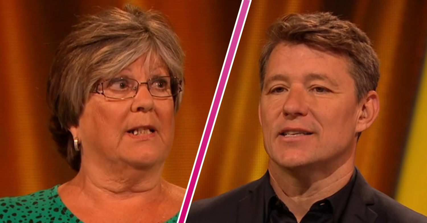 Ben Shephard and a contestant on Tipping Point