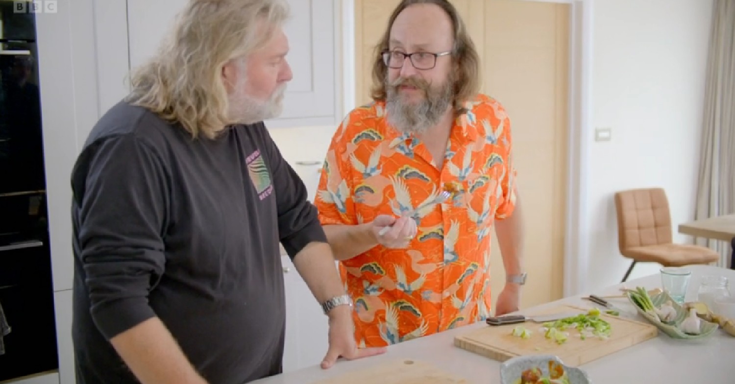Hairy Bikers Si King and Dave Myers eating on Go local series