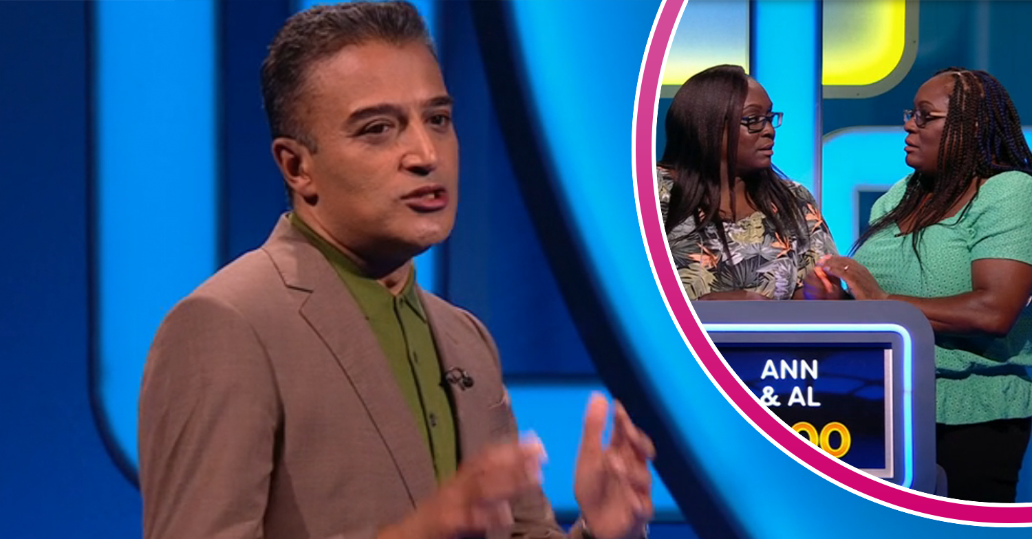 Adil Ray and two contestants on Lingo