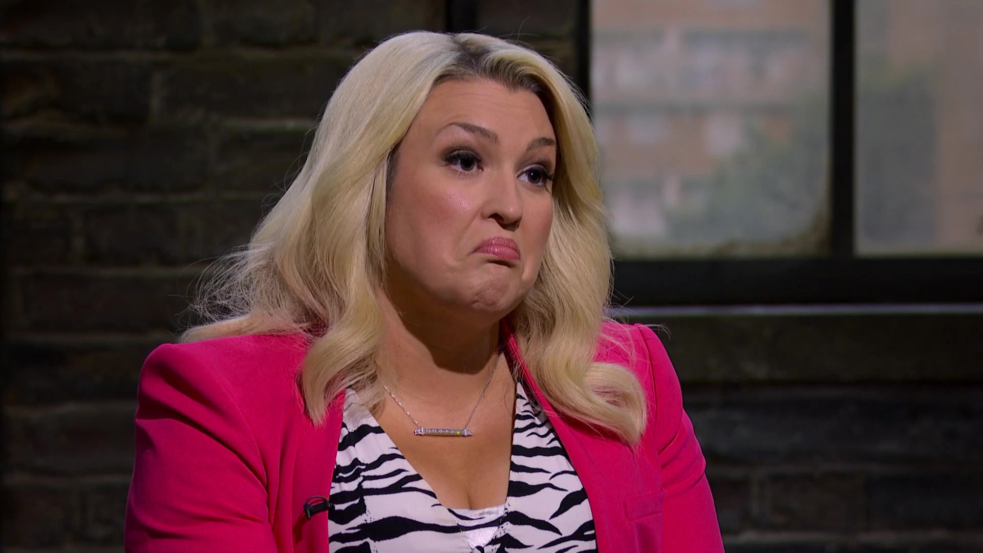 Sara Davies frowning on Dragons' Den