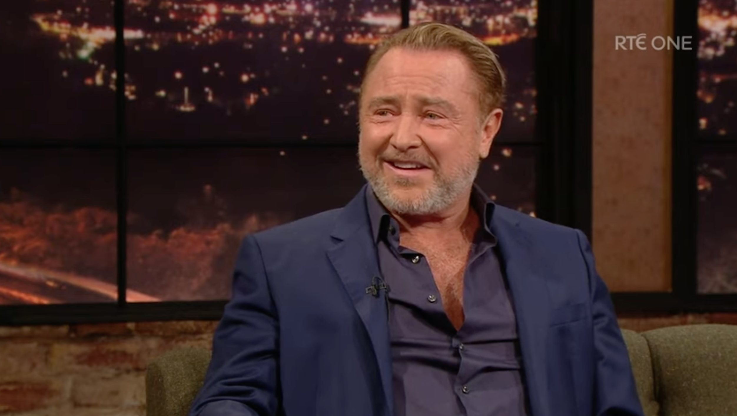 Michael Flatley smiling on TV